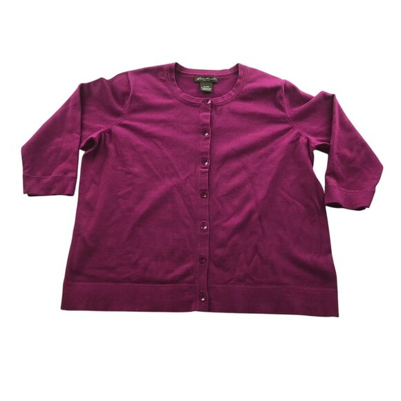 Eddie Bauer Women Cardigan Sweater Size XXL Button Up Purple Knit Casual Classic - Picture 1 of 14